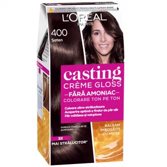 Vopsea de par semi-permanenta fara amoniac LOreal Paris Casting Creme Gloss 400 saten, 180 ml