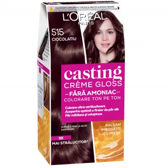 Vopsea de par semi-permanenta fara amoniac LOreal Paris Casting Creme Gloss 515 Ciocolatiu, 180 ml