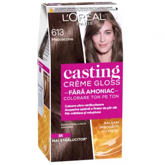 Vopsea de par semi-permanenta fara amoniac LOreal Paris Casting Creme Gloss 613 Mocaccino, 180 ml