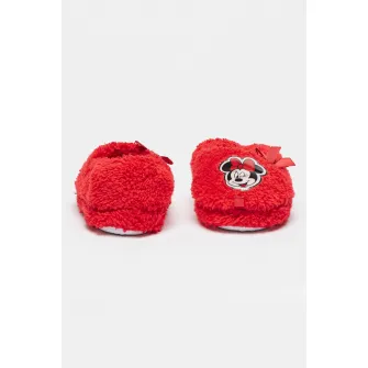 Walt Disney, Papuci de casa din blana sintetica cu aplicatie Minnie Mouse, Rosu, 32-33 EU