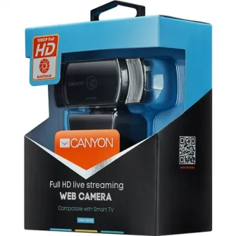 Веб-камера Canyon CNS-CWC5, Full HD, 2 Мп, автофокус, вращение на 360, кабель 2 м, USB2.0, Черный