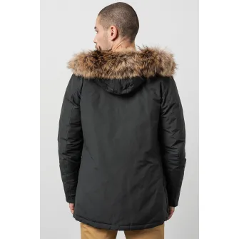 Woolrich, Geaca parka cu blana sintetica Daytona, Gri carbune, XL