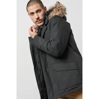 Woolrich, Geaca parka cu blana sintetica Daytona, Gri carbune, XL