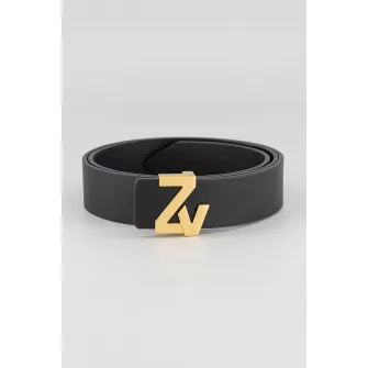 Zadig & Voltaire, Curea de piele Initials, Negru, 90