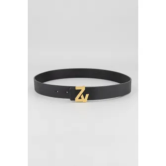Zadig & Voltaire, Curea de piele Initials, Negru, 90