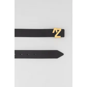 Zadig & Voltaire, Curea de piele Initials, Negru, 90