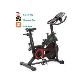 Bicicleta indoor cycling FitTronic SB8000, Volanta 13 kg, display si aplicatii Kinomap, Zwift, z-sport