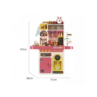Bucatarie multifunctionala AliBibi, cu aburi, vesela pentru gatit si alte accesorii, 93 piese, 96 cm