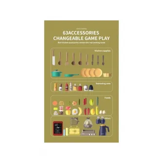 Bucatarie multifunctionala AliBibi, cu tacamuri, vesela pentru gatit si alte accesorii