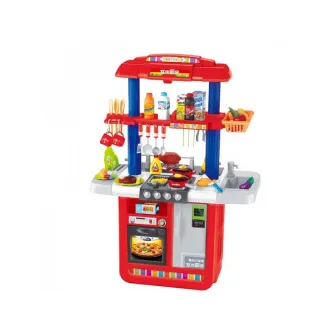 Bucatarie multifunctionala Alibibi XXXL 106 cm, cu doua fete pentru copii cu lumini, si sunete si accesorii incluse