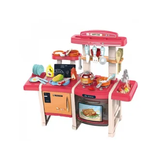 Bucatarie multifunctionala dubla pentru copii Alibibi, sunete si lumini si accesorii incluse