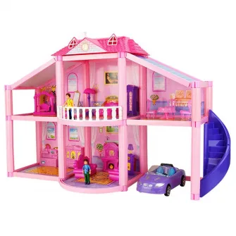 Casa pentru papusi Alibibi cu 2 papusi, 1 casa , mobilier si masina