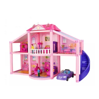 Casa pentru papusi Alibibi cu 2 papusi, 1 casa , mobilier si masina