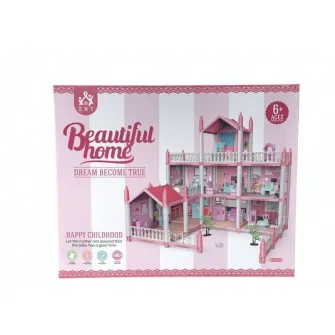 Casa pentru papusi cu mobilier si accesorii AliBibi Roz