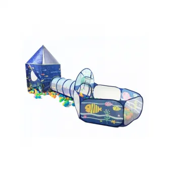 Set cort de joaca pentru copii 3 in 1 in forma de castel Alibibi