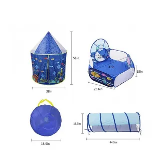 Set cort de joaca pentru copii 3 in 1 in forma de castel Alibibi