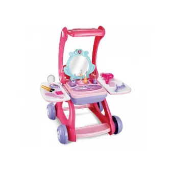 Set de infrumusetare 2 in 1 masuta si carucior de cumparaturi AliBIbi, cu accesorii incluse