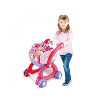 Set de infrumusetare 2 in 1 masuta si carucior de cumparaturi AliBIbi, cu accesorii incluse