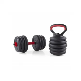 Set Gantera reglabila kettlebell FitTronic 6 in 1 de 40 kg KF40, cu o multitudine de combinatii posibile