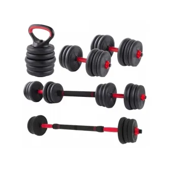 Set Gantere reglabile kettlebell FitTronic 6 in 1 de 20 kg KF20, cu o multitudine de combinatii posibile