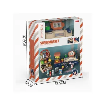 Set supermarket AliBibi cu casa de markat cu 42 de accesorii