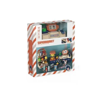 Set supermarket AliBibi cu casa de markat cu 42 de accesorii