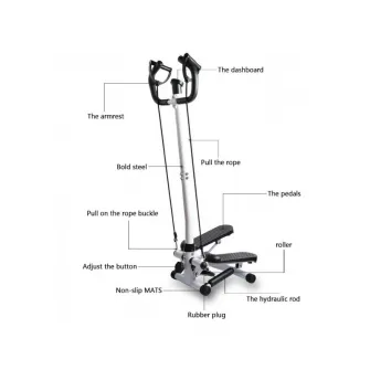 Stepper cu maner FitTronic® S160M, afisaj, corzi elastice pentru antrenamentul bratelor