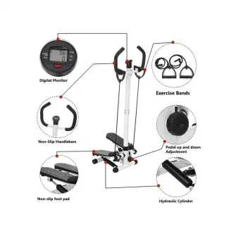 Stepper cu maner FitTronic® S160M, afisaj, corzi elastice pentru antrenamentul bratelor