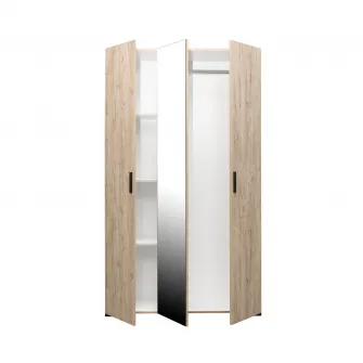 Dulap ECONO, oglinzi, 3 usi, 4 rafturi, bara de haine, sherwood, 120x50x206 cm