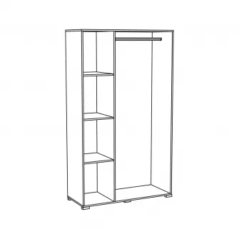 Dulap ECONO, oglinzi, 3 usi, 4 rafturi, bara de haine, sherwood, 120x50x206 cm