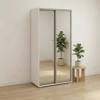 Dulap Cupe Fenix cu 2 usi, 2 Oglinda, Alb, 120x60x240 cm
