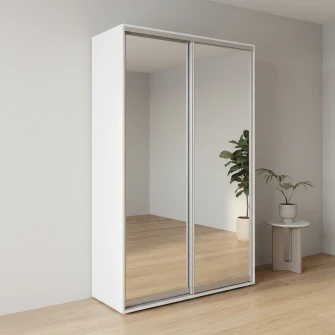 Dulap Cupe Fenix cu 2 usi, 2 Oglinda, Alb, 140x60x220 cm