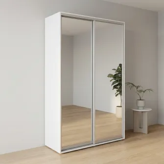 Dulap Cupe Fenix cu 2 usi, 2 Oglinda, Alb, 140x60x240 cm