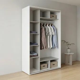 Dulap Cupe Fenix cu 2 usi, 2 Oglinda, Alb, 160x60x220 cm