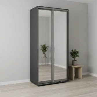 Dulap Cupe Fenix cu 2 usi, 2 Oglinda, Antracit, 100x60x220 cm