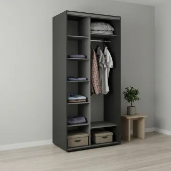 Dulap Cupe Fenix cu 2 usi, 2 Oglinda, Antracit, 100x60x220 cm