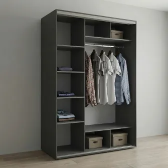 Dulap Cupe Fenix cu 2 usi, 2 Oglinda, Antracit, 170x60x240 cm