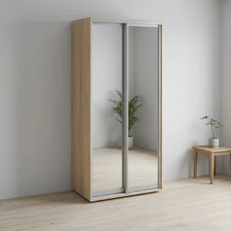 Dulap Cupe Fenix cu 2 usi, 2 Oglinda, Sonoma, 100x60x220 cm