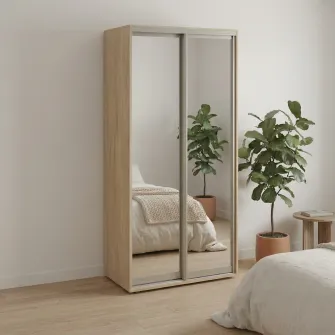 Dulap Cupe Fenix cu 2 usi, 2 Oglinda, Sonoma, 120x60x240 cm