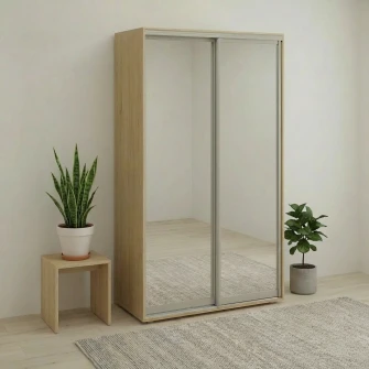 Dulap Cupe Fenix cu 2 usi, 2 Oglinda, Sonoma, 140x60x220 cm