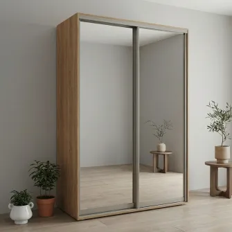 Dulap Cupe Fenix cu 2 usi, 2 Oglinda, Sonoma, 180x60x240 cm