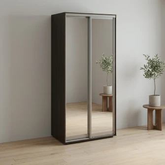 Dulap Cupe Fenix cu 2 usi, 2 Oglinda, Wenge, 100x60x220 cm