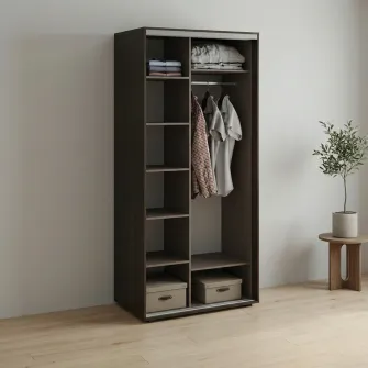 Dulap Cupe Fenix cu 2 usi, 2 Oglinda, Wenge, 100x60x240 cm