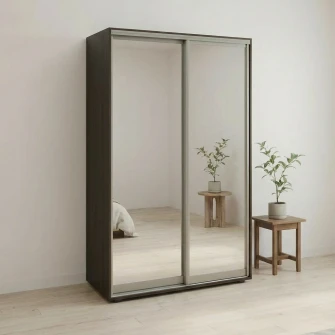 Dulap Cupe Fenix cu 2 usi, 2 Oglinda, Wenge, 140x60x220 cm