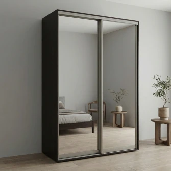 Dulap Cupe Fenix cu 2 usi, 2 Oglinda, Wenge, 160x60x220 cm