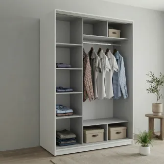 Dulap Cupe Fenix cu 2 usi, 2 PAL, Alb, 180x60x220 cm