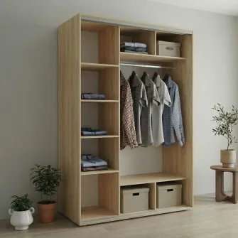 Dulap Cupe Fenix cu 2 usi, 2 PAL, Sonoma, 180x60x220 cm