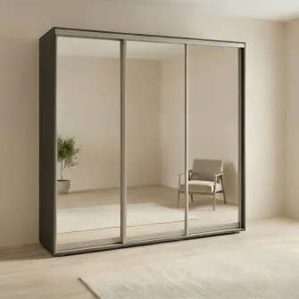 Dulap Cupe Fenix cu 3 usi, 3 Oglinda, Antracit, 250x60x240 cm