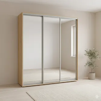 Dulap Cupe Fenix cu 3 usi, 3 Oglinda, Sonoma, 200x60x240 cm