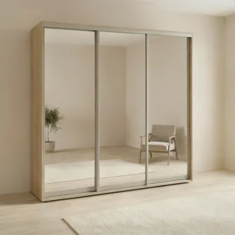 Dulap Cupe Fenix cu 3 usi, 3 Oglinda, Sonoma, 260x60x240 cm